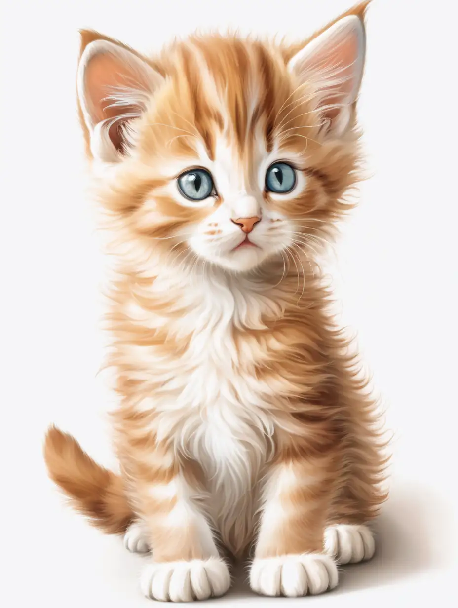 Adorable Kitten Child on White Background