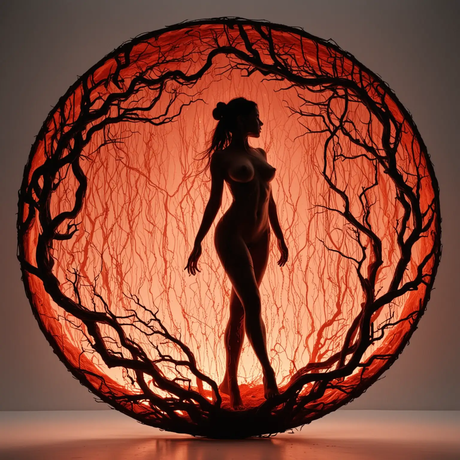 Oriental Flames Seductive Silhouettes Engulfed in Passion