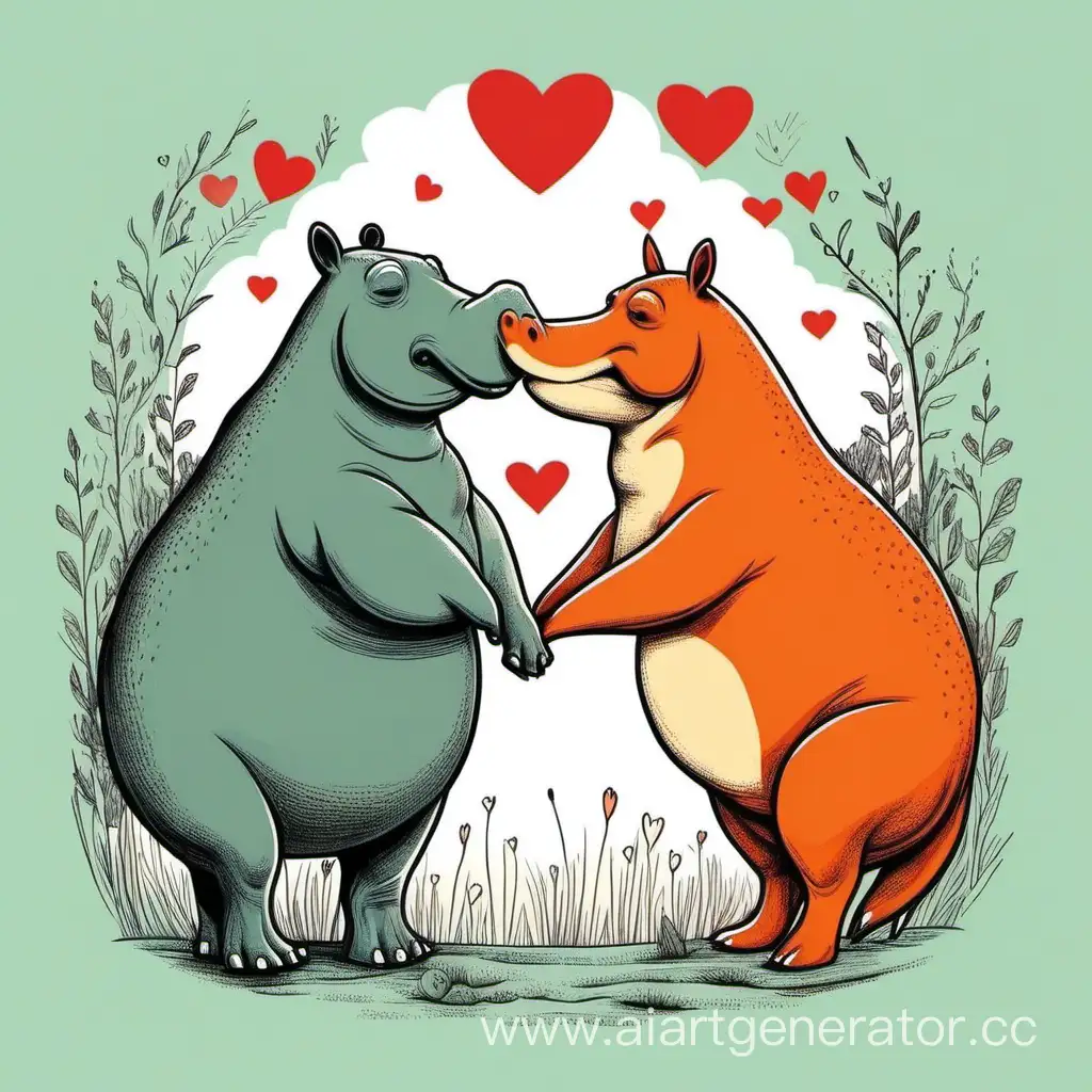 Adorable-Hippopotamus-Falling-in-Love-with-a-Fox-Heartwarming-Wildlife-Romance