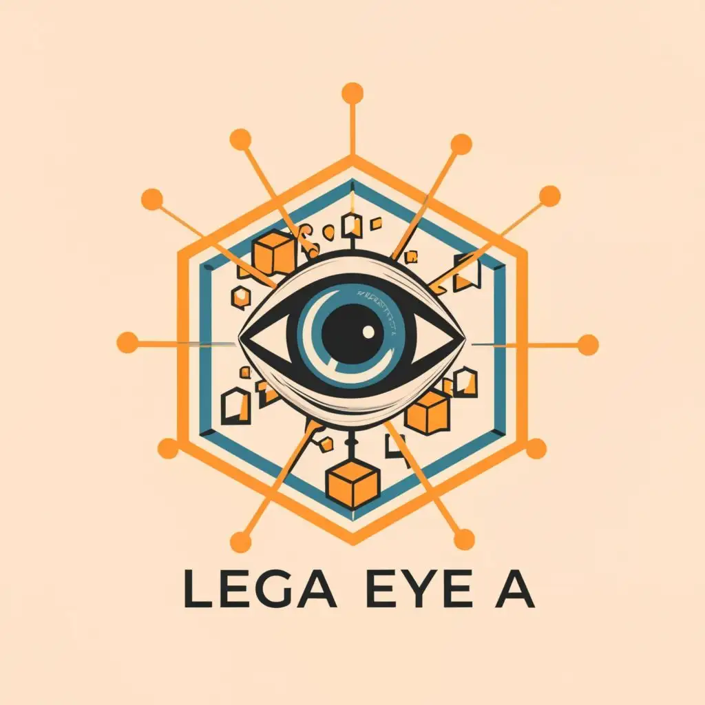 logo, EYE, AI, hexagon made by triangles, with the text "LEGAL EYE AI", typography, be used in Legal industry
