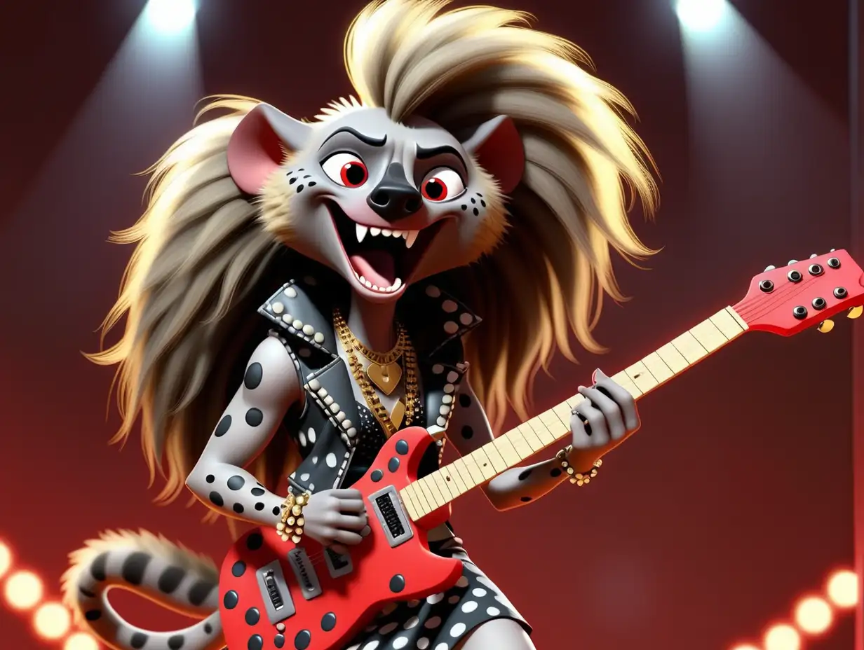 Rock n Roll Hyena with Polka Dot Guitar on Stage