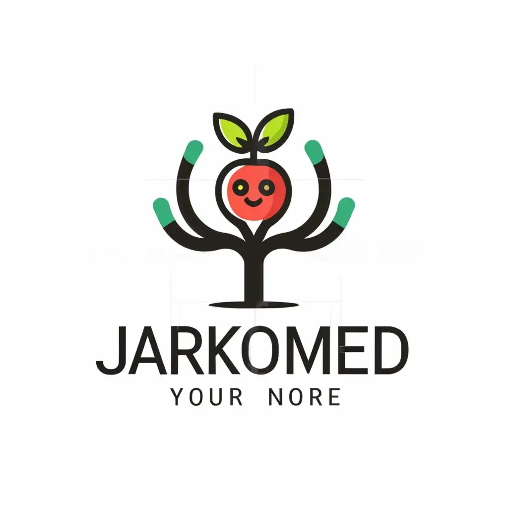 a logo design,with the text "JARKOMED", main symbol:tree and camera apple,complex,be used in Internet industry,clear background