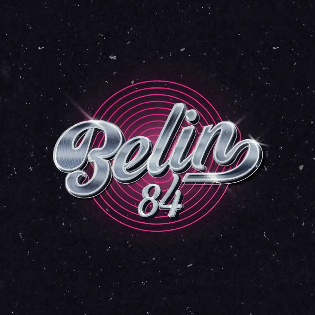a logo design,with the text "BELIN 84", main symbol:main symbol: handmade metallized text belin, retrowave style, Moderate, sparks, lensflarer, vhs noise, shining, glitter, 
Secondary symbol: red spray text 84
Background: A beach with margarita glasses and people, many palms and sand,complex,be used in Travel industry,clear background