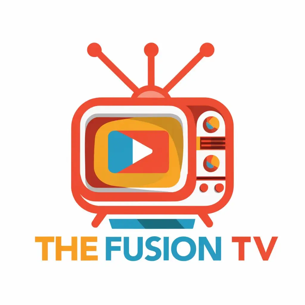 LOGO-Design-For-The-Fusion-TV-Vibrant-Old-Style-TV-with-YouTube-Play-Button
