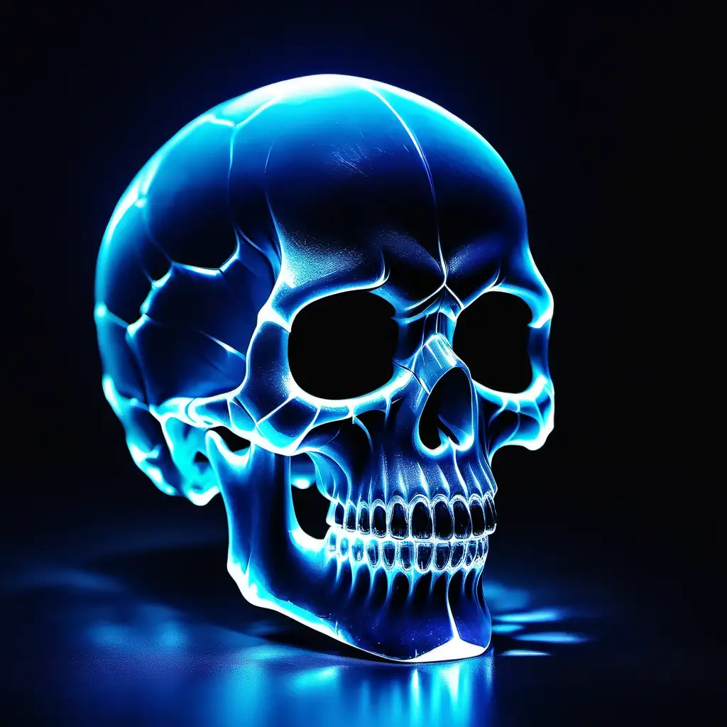 Glowing Crystal Skull Illuminated in Dark Ambiance