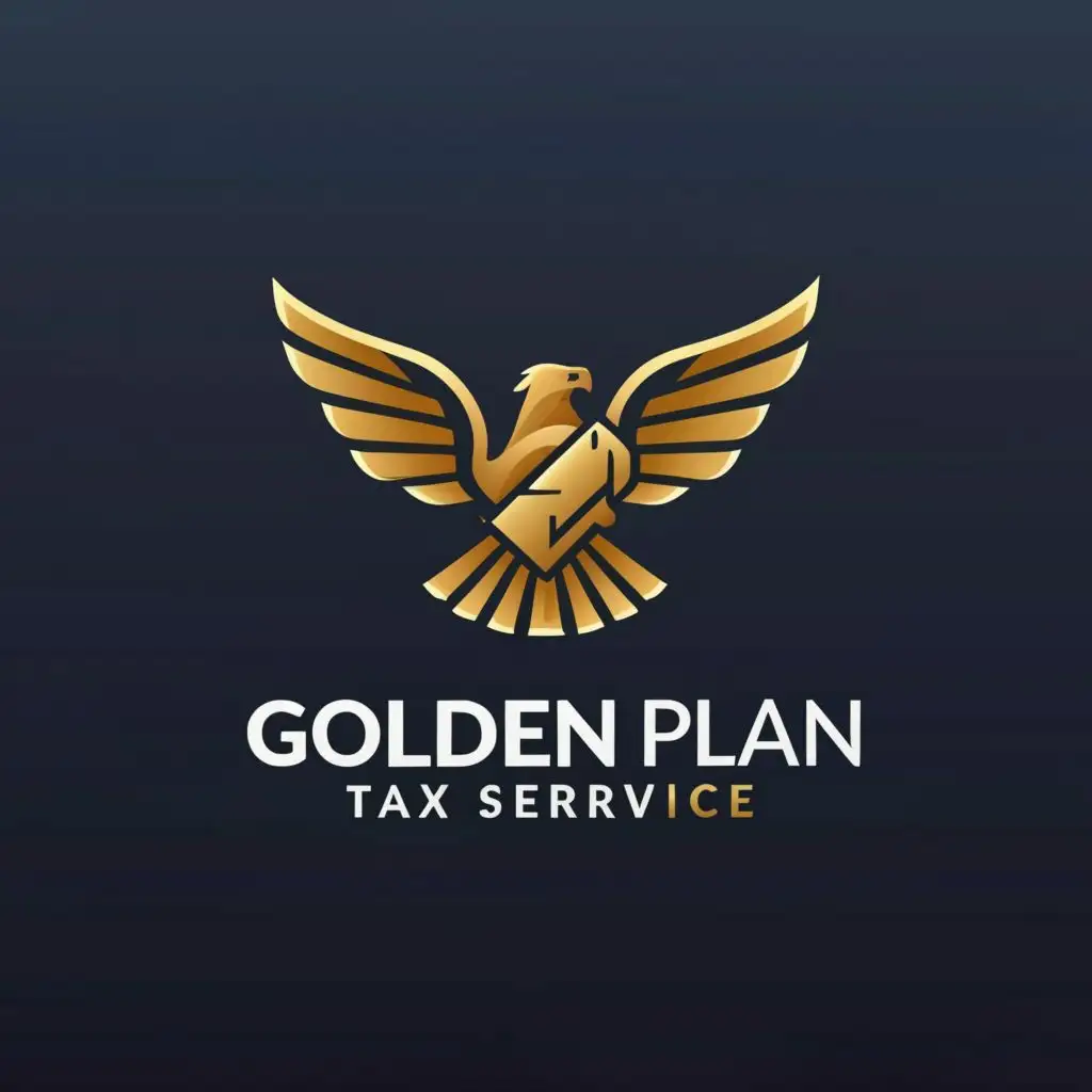 a logo design,with the text "Golden Plan Tax Service", main symbol:Eagle,Moderate,be used in Legal industry,clear background