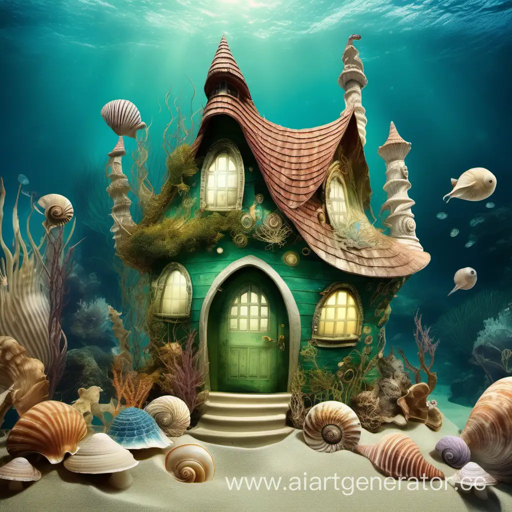 Enchanting-Underwater-Fairy-House-Amid-Seashells-and-Sea-Life