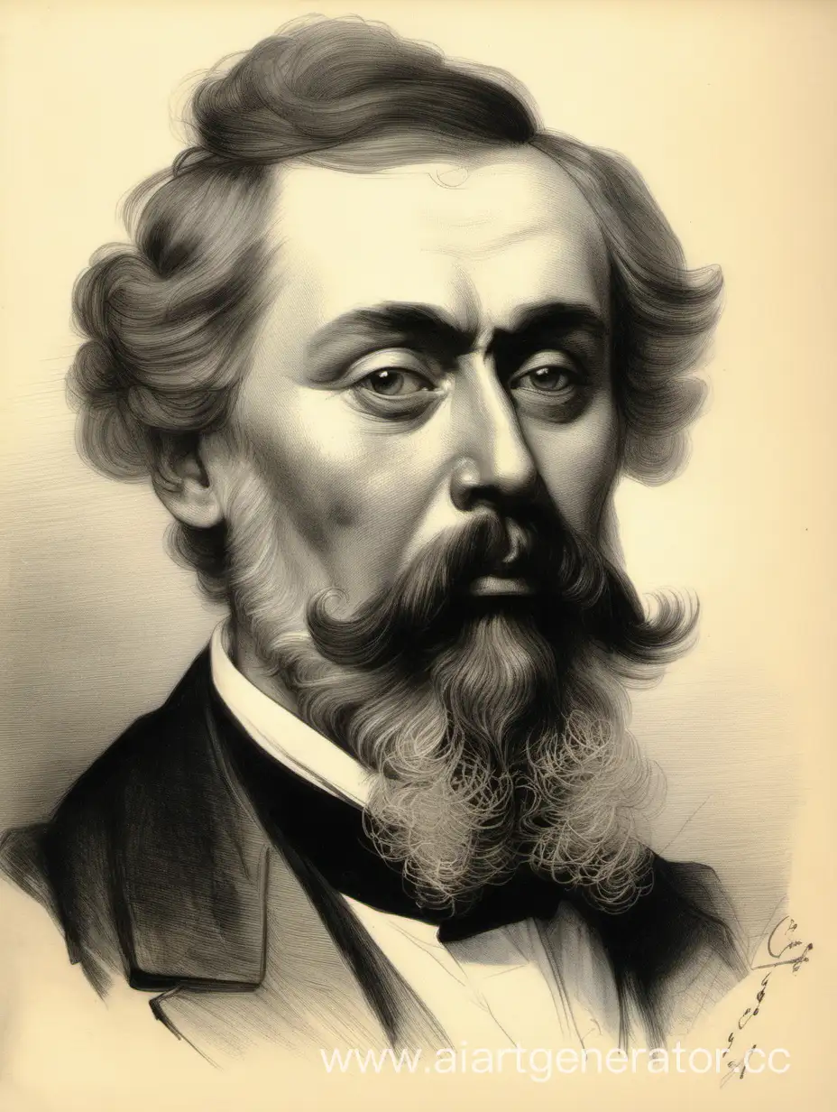 Russian writer Alexander Sergeyevich Griboyedov portrait drawing