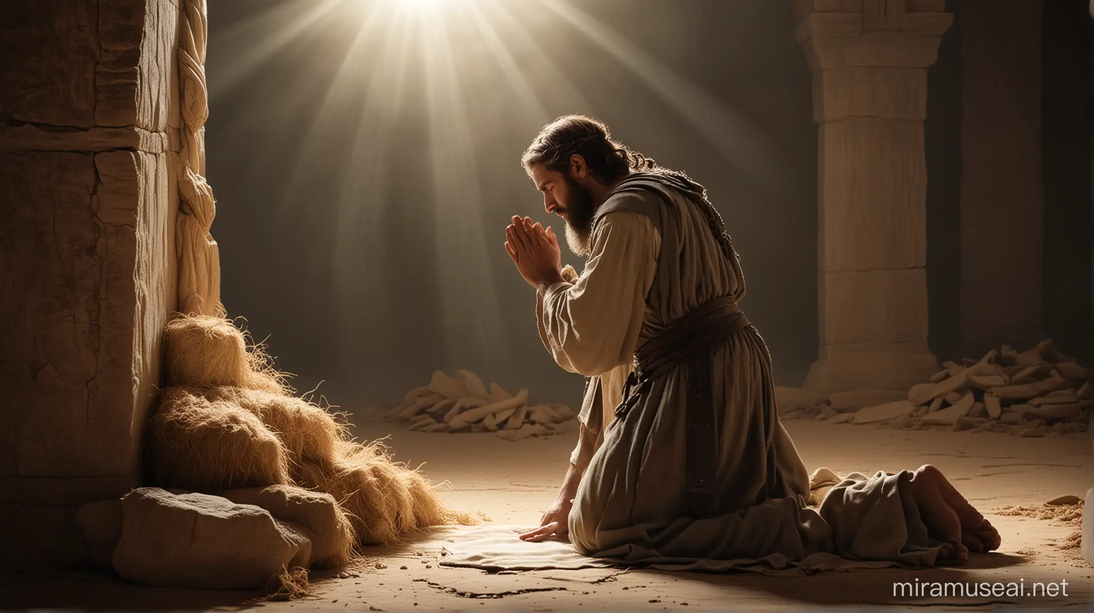 Enoch Praying Kneeling Biblical Character Seeking Guidance from God