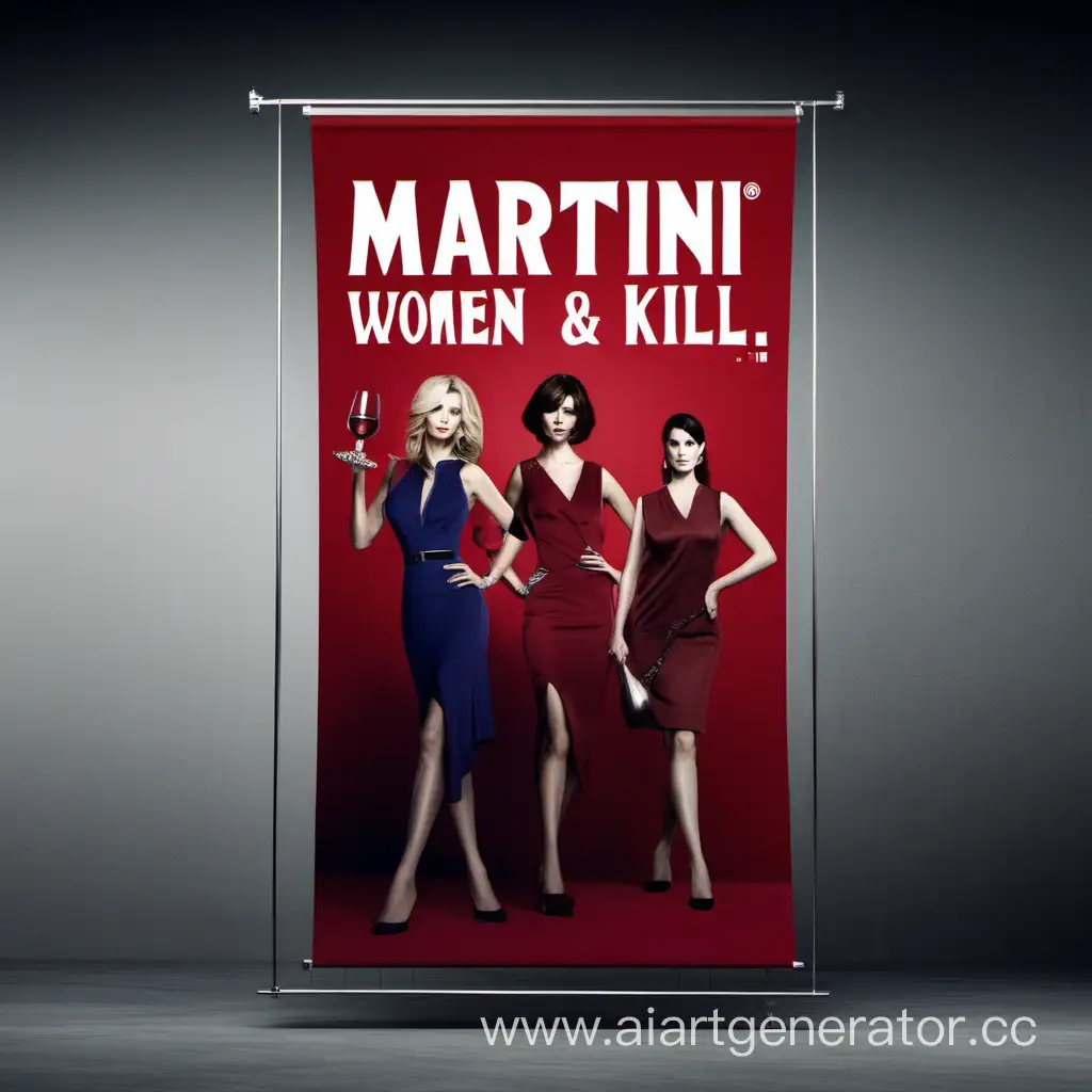 Баннер колаборации бренда Martini и сериала " Почему женщины убивают"