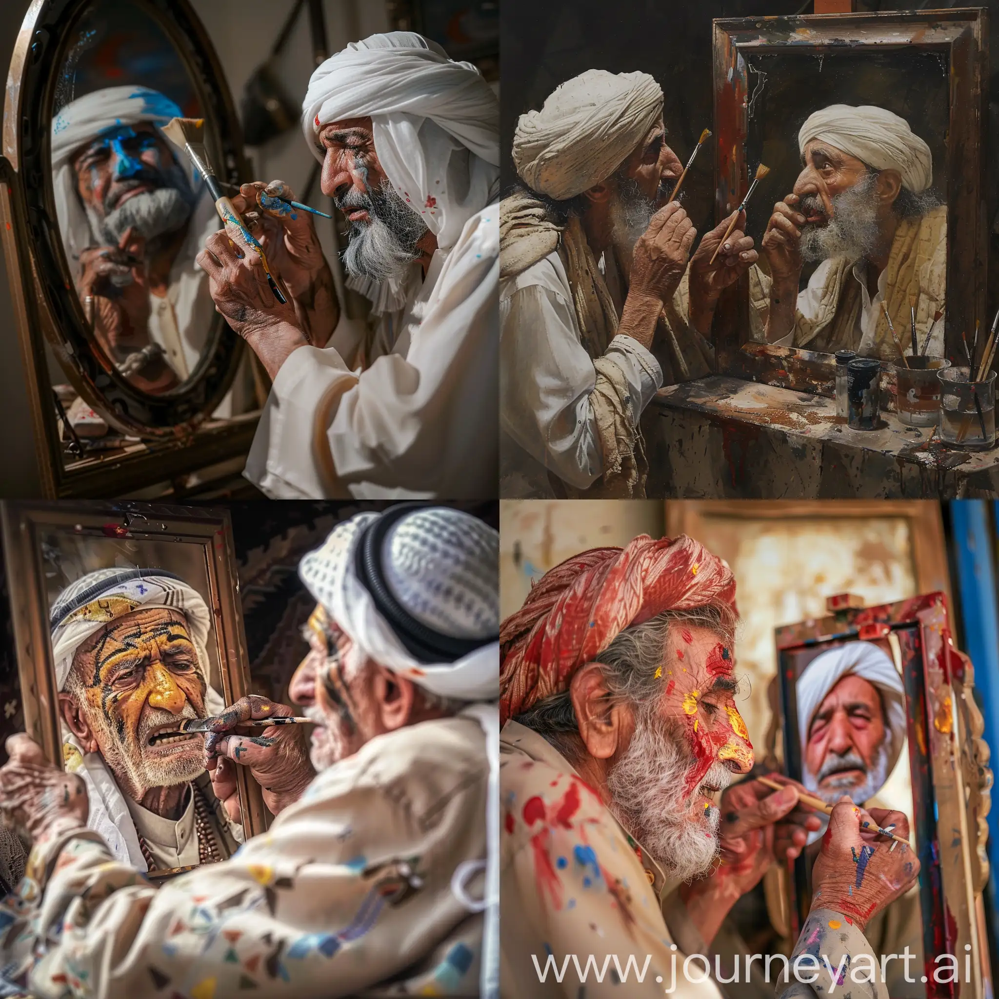 Elderly-Sheikh-Transforms-into-Youthful-Self-in-Artful-Mirror-Reflection