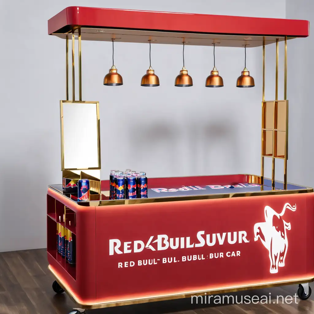 Vibrant Red Bull Bar Cart with Playful Design