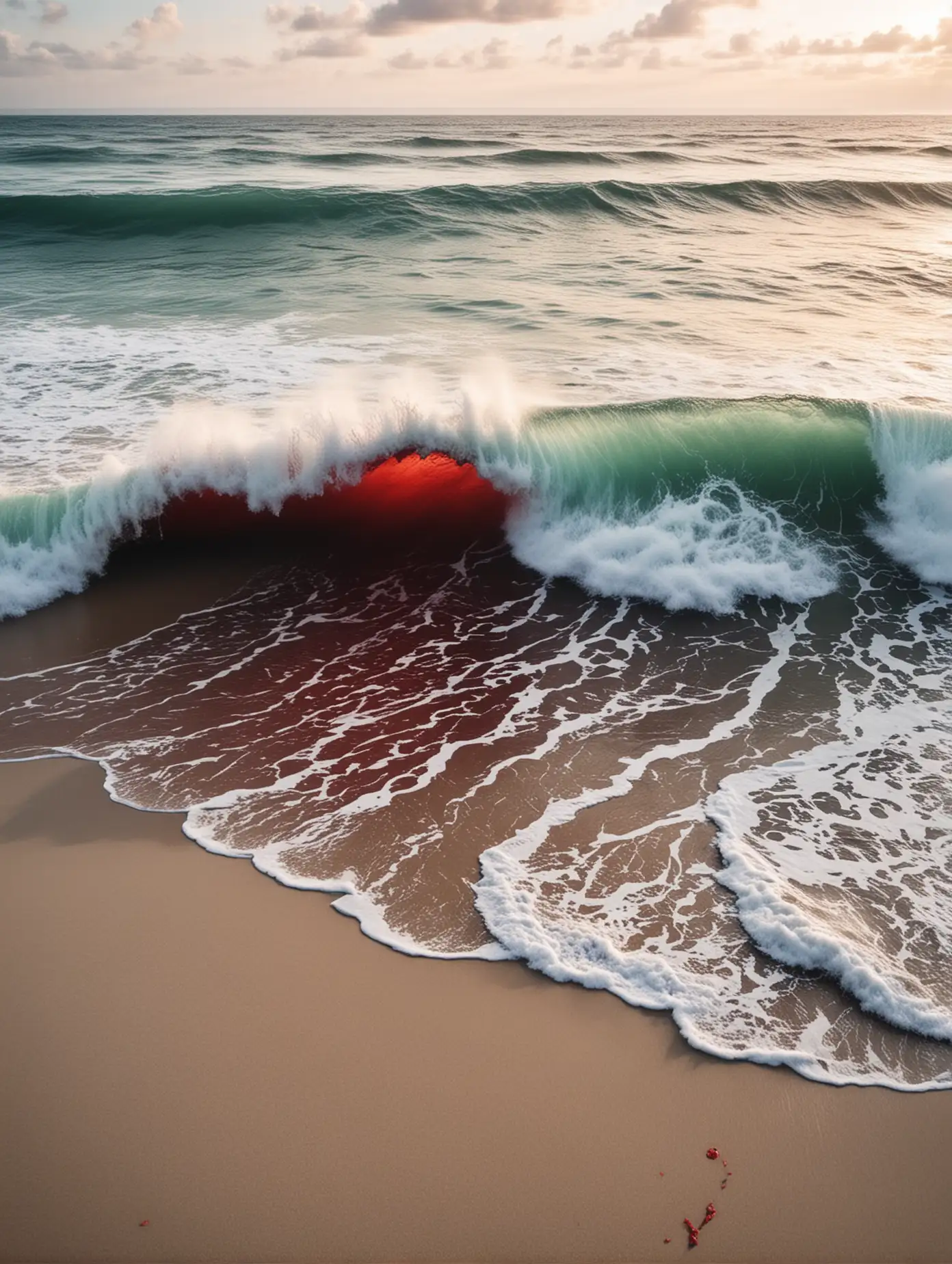 image de vague tropicale
qui arrive sur la plage avec du sang