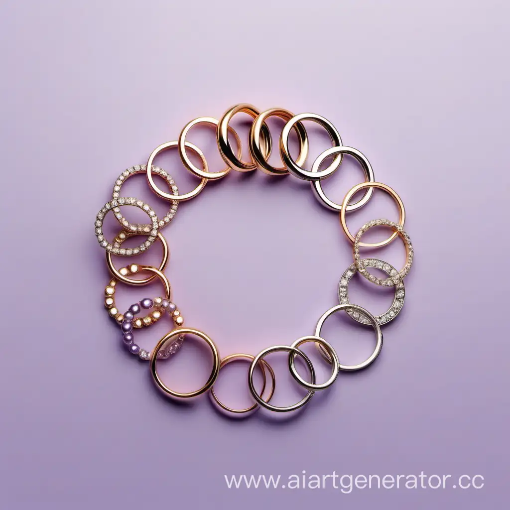 Square-Arrangement-of-Jewelry-Rings-on-Light-Lilac-Background