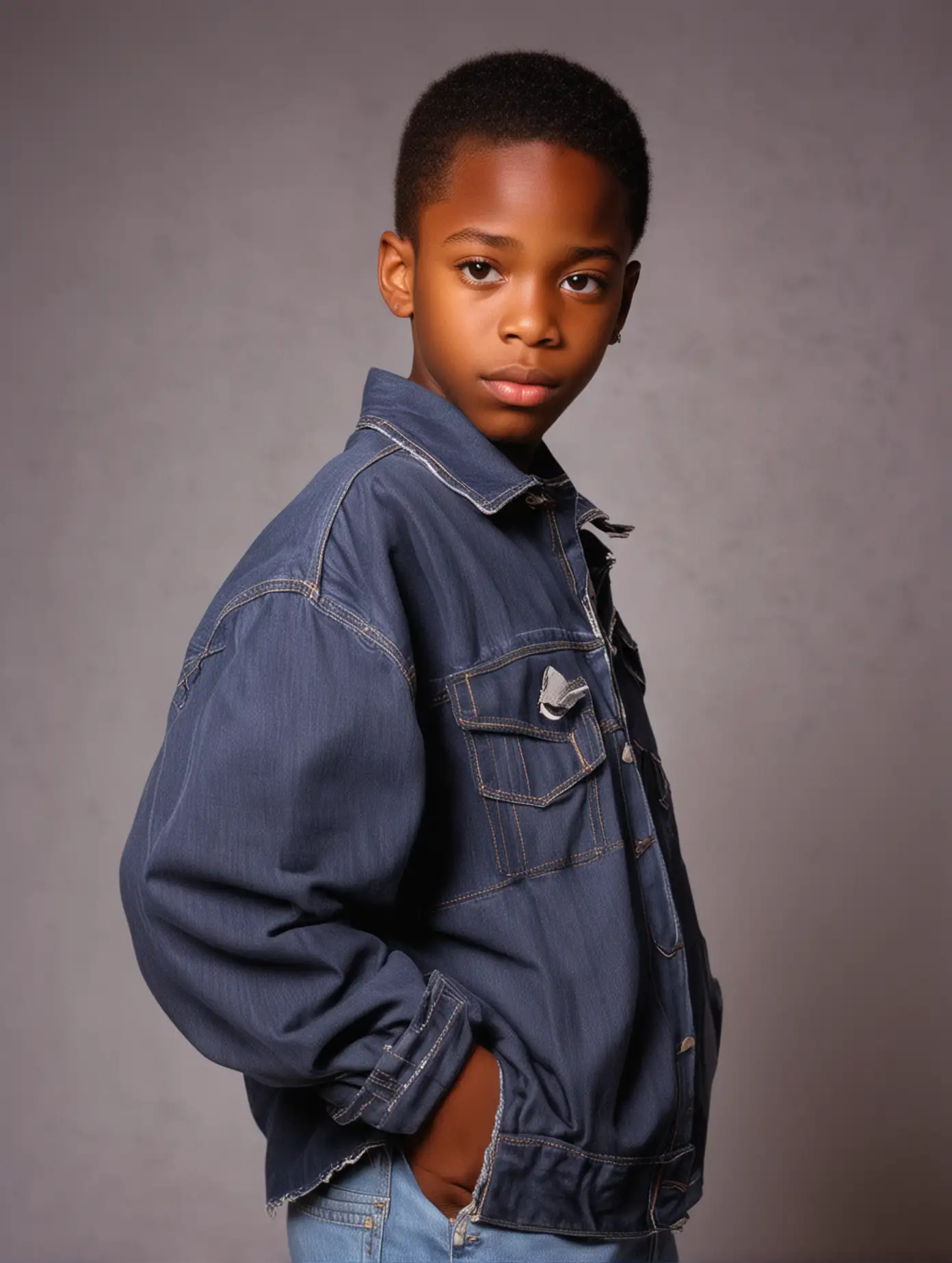 a real african american boy back in 1998 taking a photoshoot