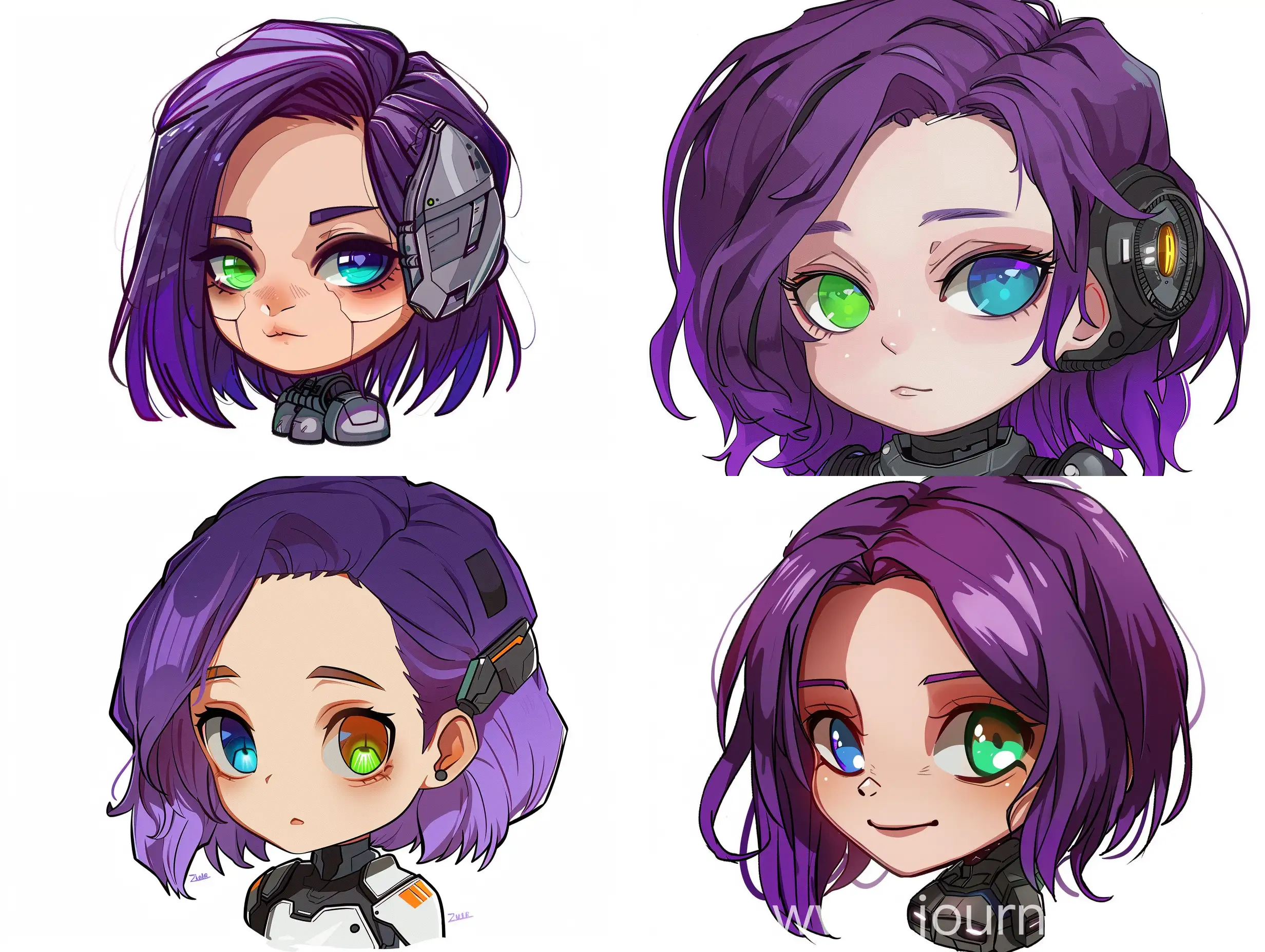 Virtual-Streamer-Chibi-Panels-with-Purplehaired-Android-Aesthetics