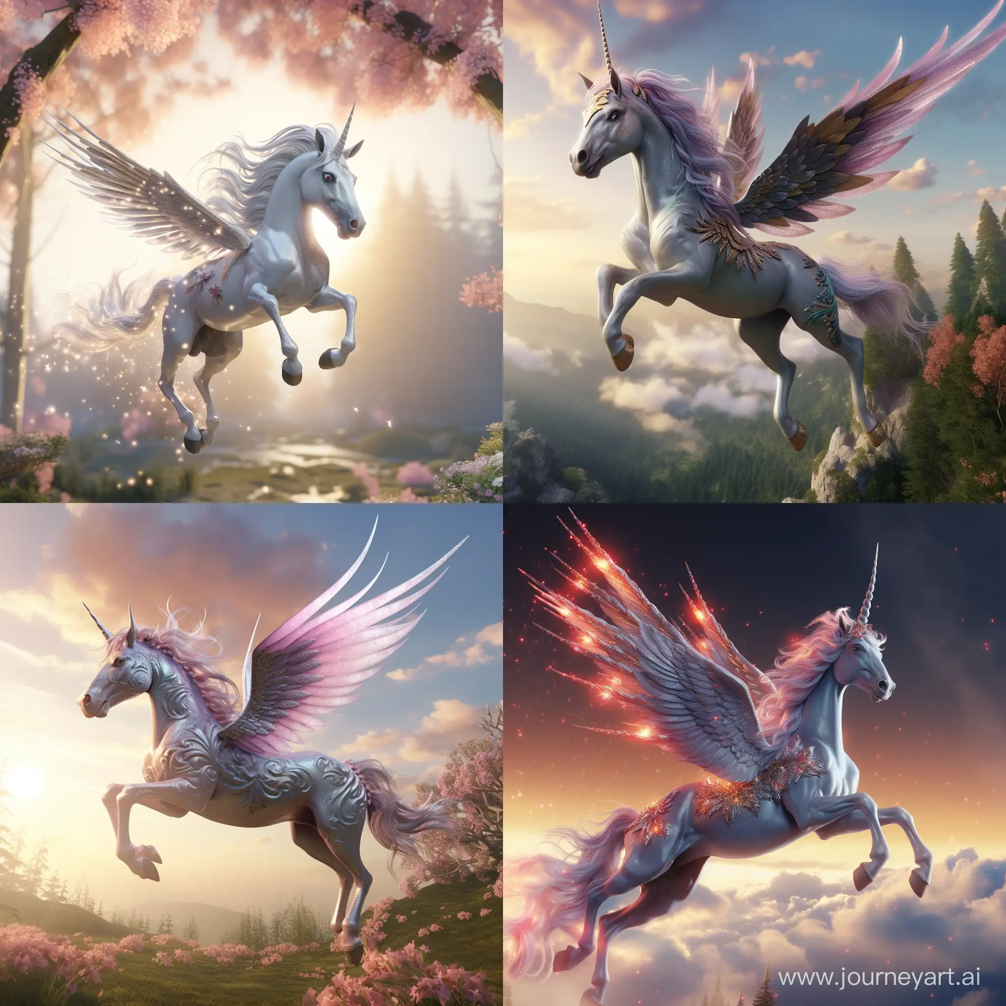 Flying unicorn. 3D animation 