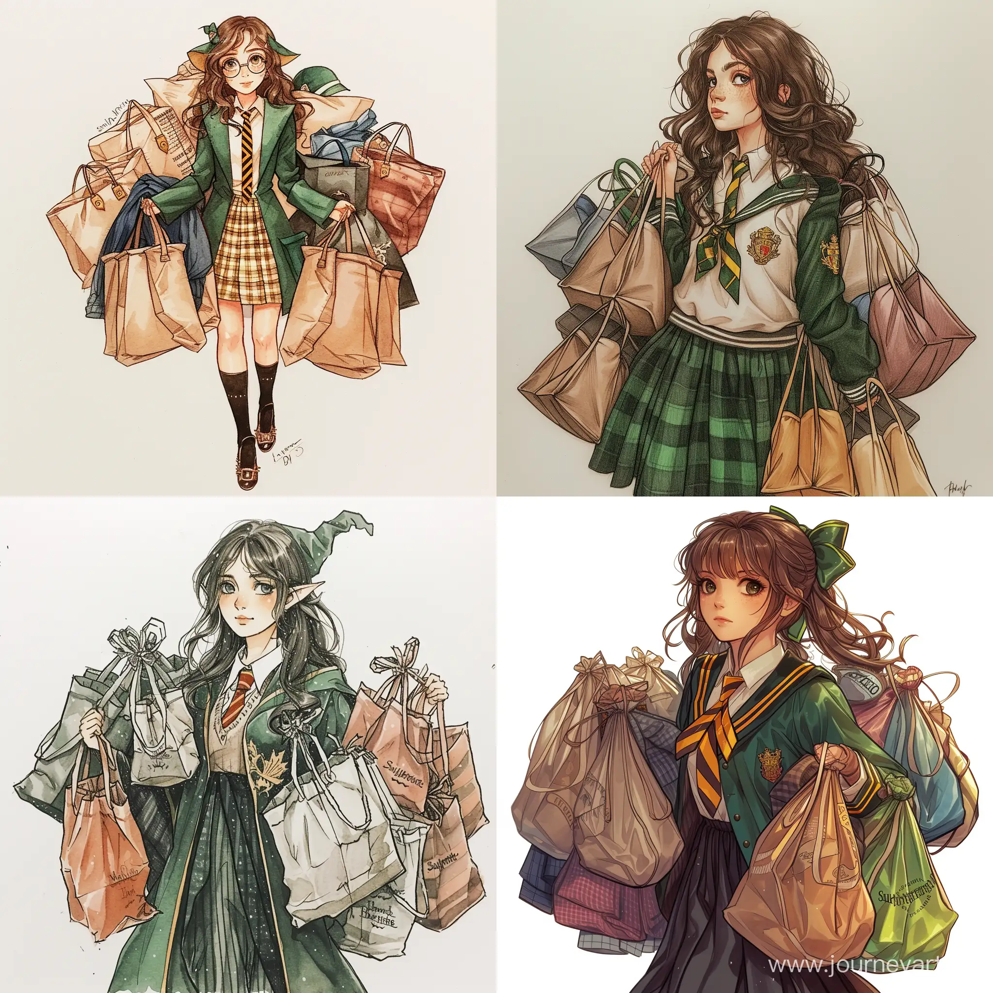 Stylish-Slytherin-Fashionista-with-Shopping-Bags