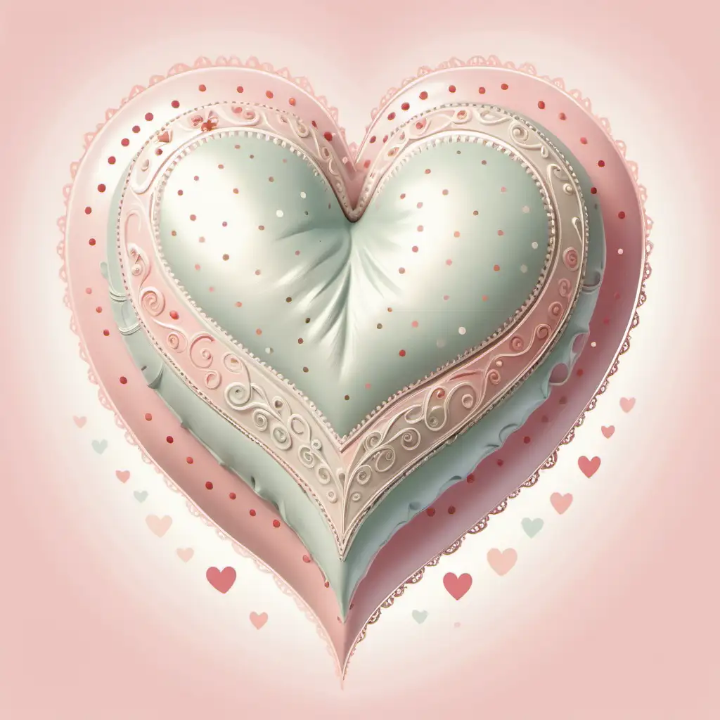 illustration, one coquette whimsical  
heart,element ,soft, pastel colors, incorporate a touch of vintage-inspired design, and focus on conveying a charming and flirtatious vibe