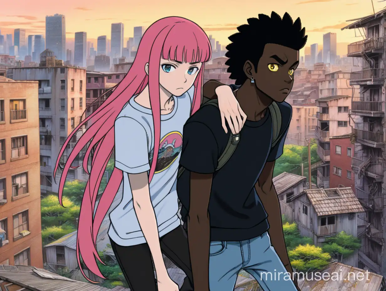 Youthful Duo in PostApocalyptic Urban Jungle