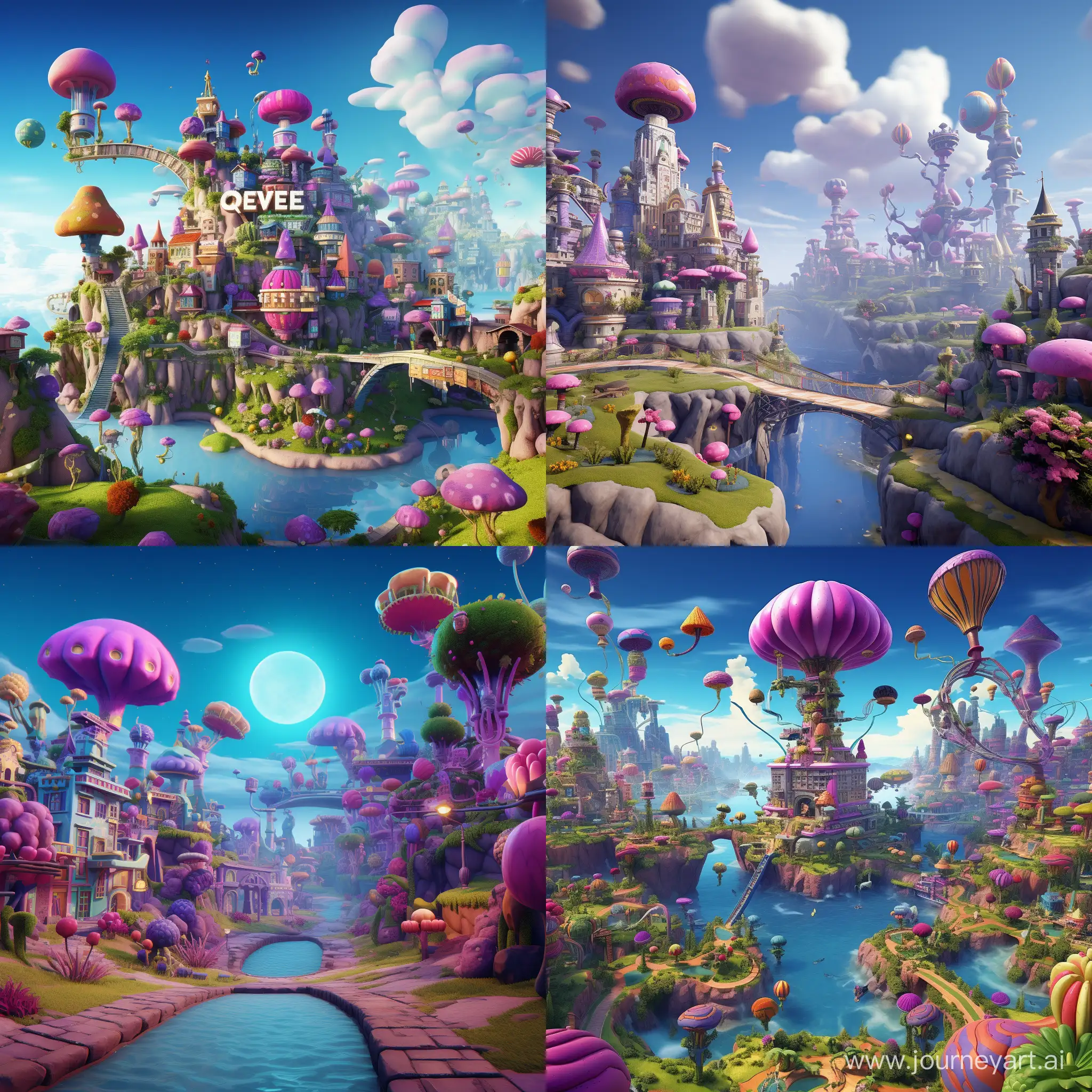 Fortnite game level redesigned by Rachel Maclean