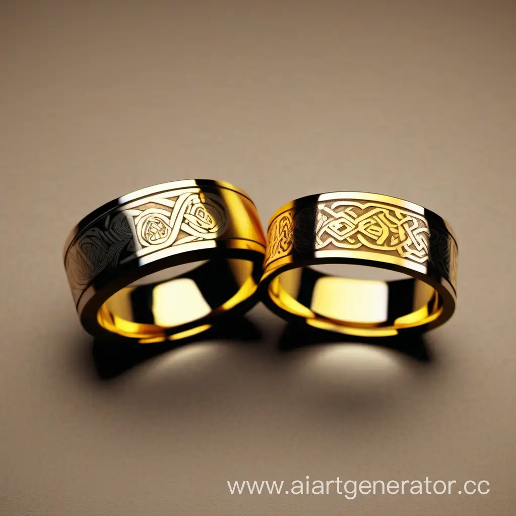 Slavic-Gold-Wedding-Rings-with-Intricate-Laser-Engraving