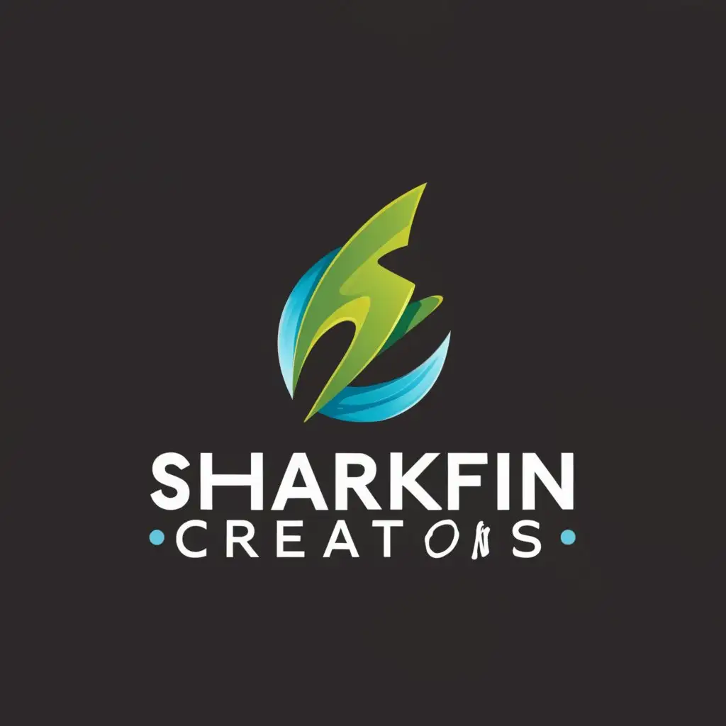 a logo design,with the text "Sharkfin Creations", main symbol:Green fin,Moderate,be used in Beauty Spa industry,clear background