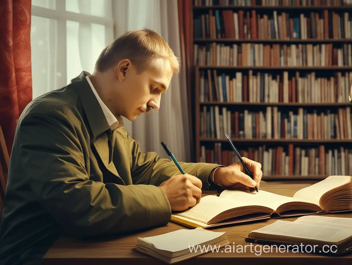 белорусская литература, на фоне стоит умный человек, который что-то пишет