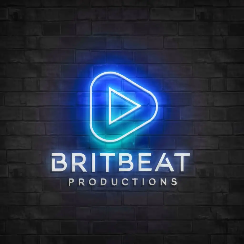 a logo design,with the text "BritBeat productions", main symbol:press play button,Moderate,clear background