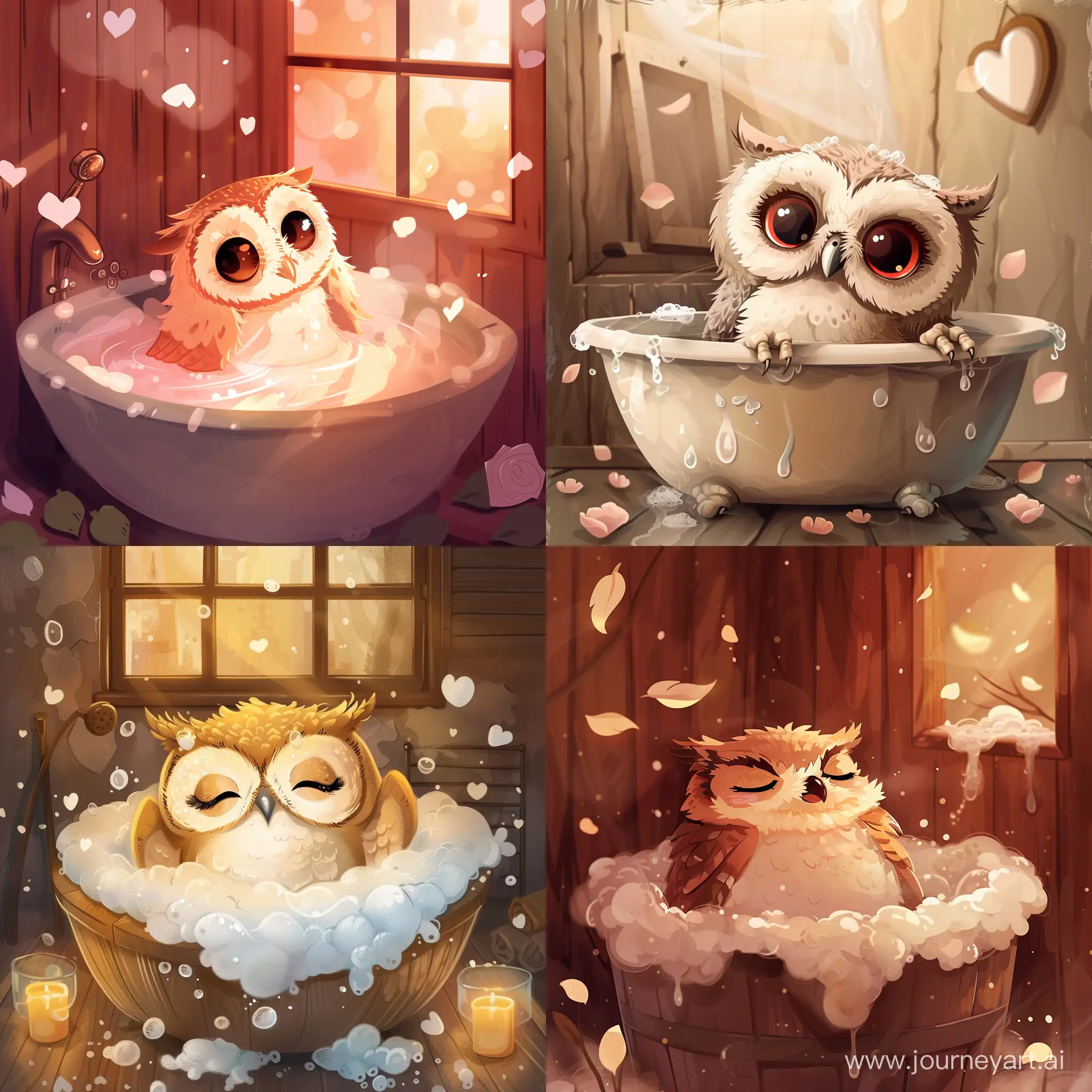 Adorable-Owl-Bathing-in-Enchanting-Ambiance