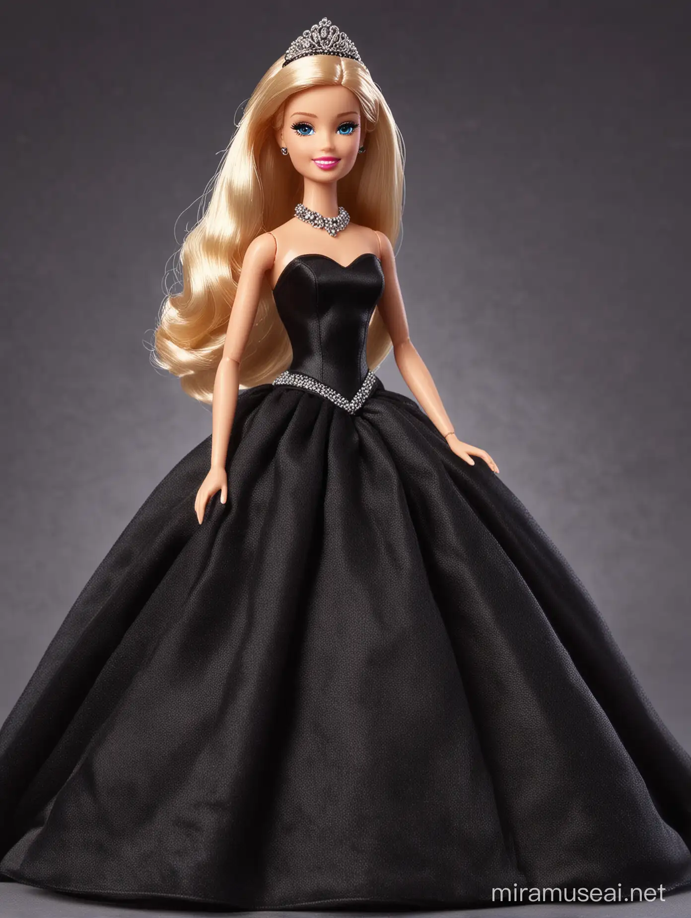 Elegant Black Princess Barbie in a Majestic Ballroom
