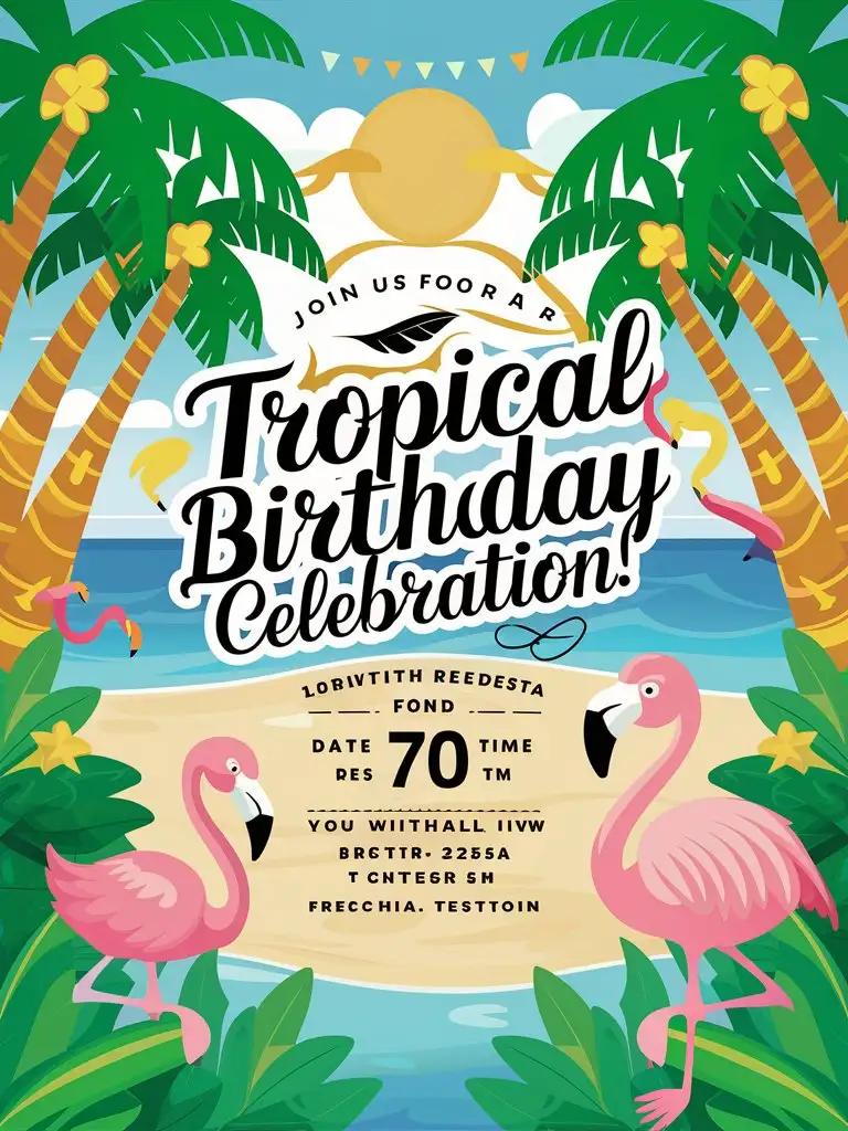 70TH BIRTHDAY TROPICAL DESIGN INVITATION