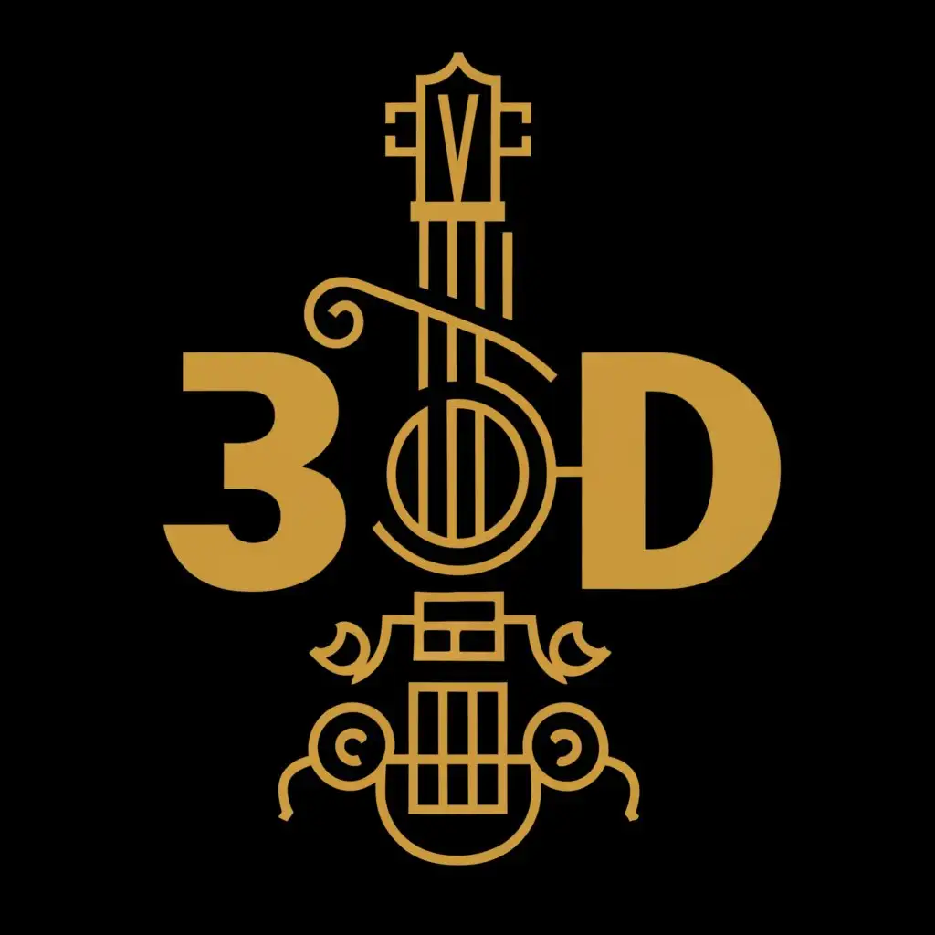 a logo design,with the text "3azf 3od", main symbol:Create a flat vector, illustrative-style wordmark logo design for a music business named '3azf 3od', where the 'o' in '3od' is stylized to resemble the body of an oud. The wordmark utilizes deep, resonant blacks and golds to echo the rich, traditional hues of the instrument against a white background.,complex,clear background