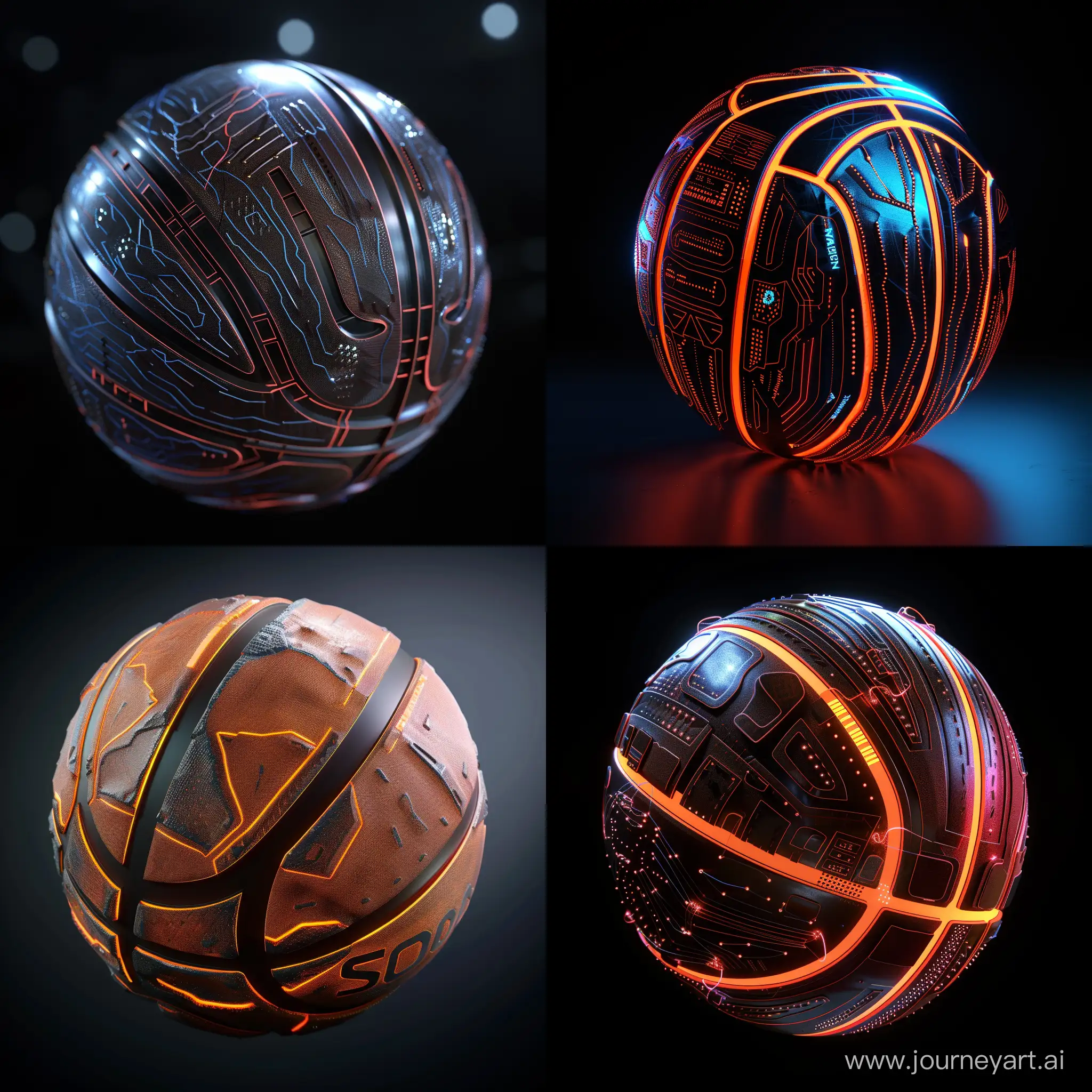 Futuristic basketball ball, world of high tech, octane render