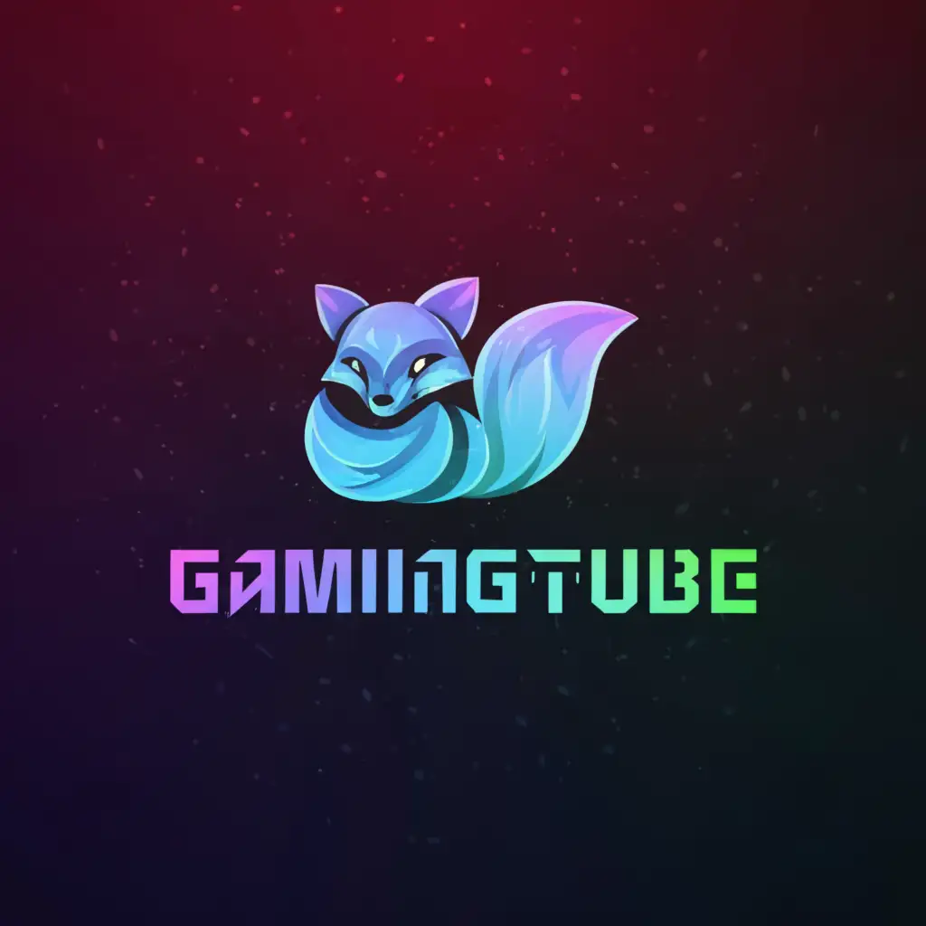 LOGO-Design-for-GAMINGTUBE-Realistic-Fox-Symbol-in-Shades-of-Blue-on-Black-Background