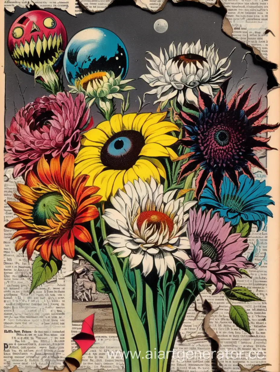 Surreal-Horror-Bouquet-Vintage-Comic-Art-Collage