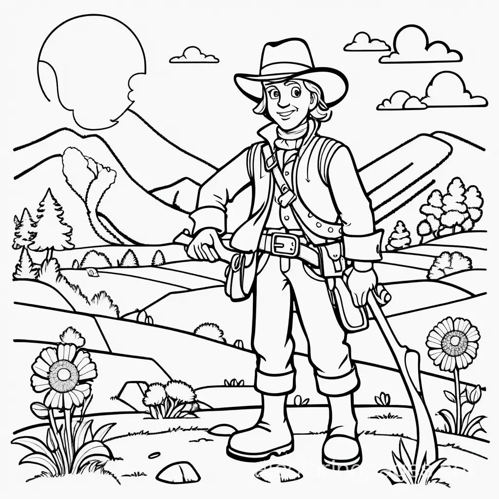 Old Shatterhand Coloring Page Simple Black and White Line Art for Kids ...