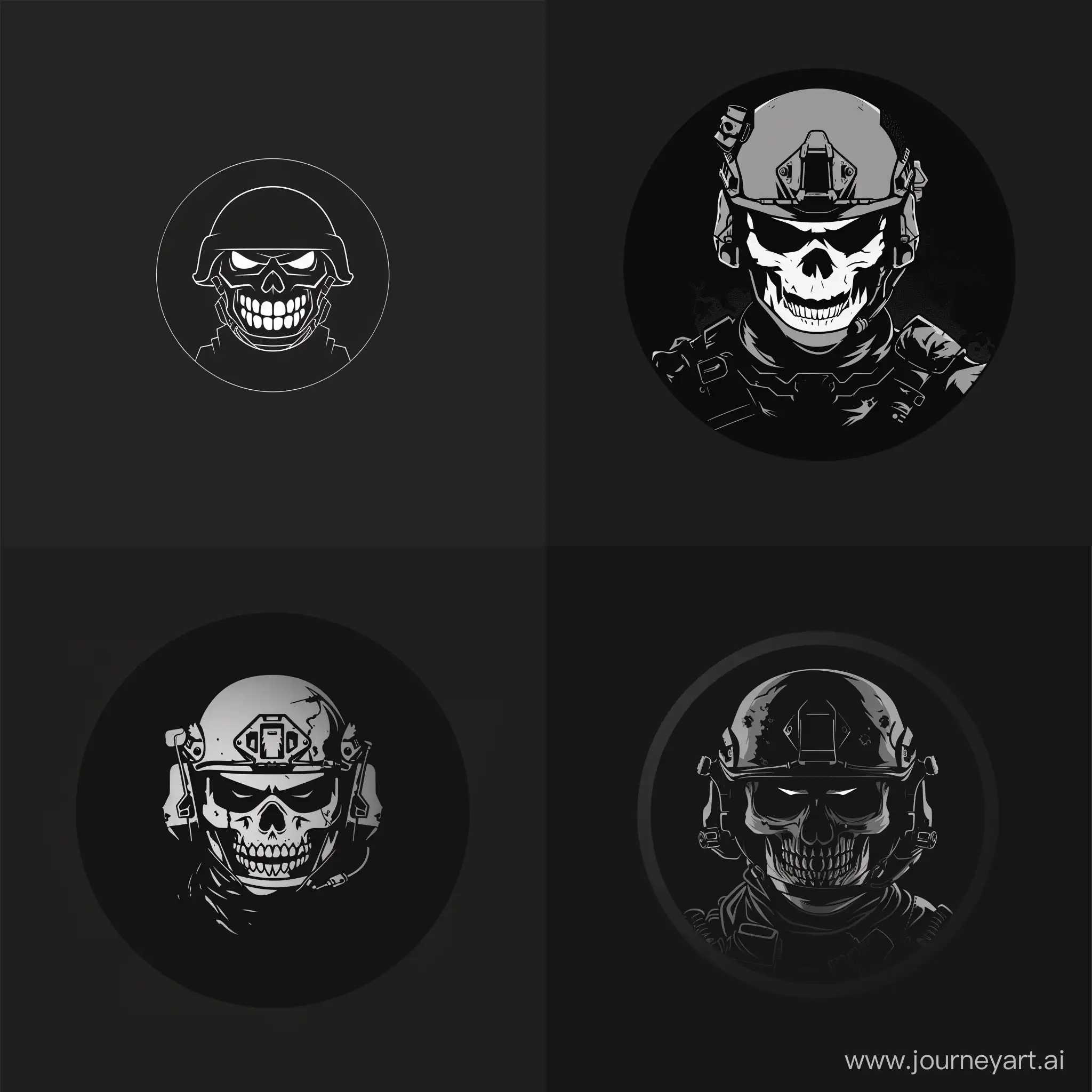 Minimalistic-Modern-Military-Logo-with-Angry-Smiling-Skull-Mask