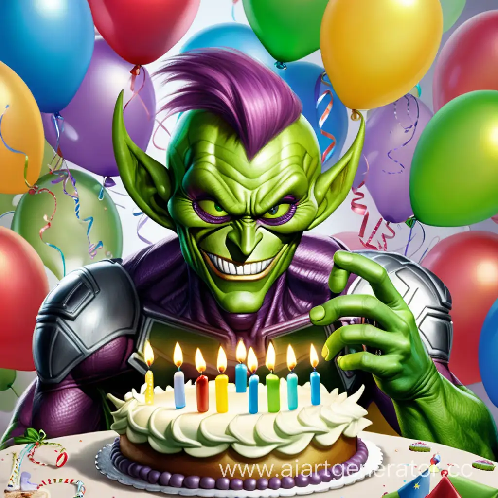 Joyous-Green-Goblin-Birthday-Celebration-with-Cake-and-Balloons