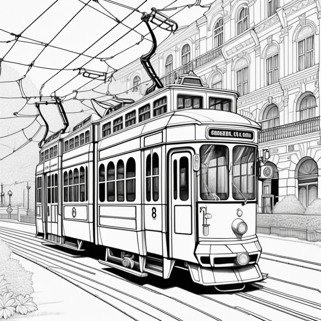 coloring page tram