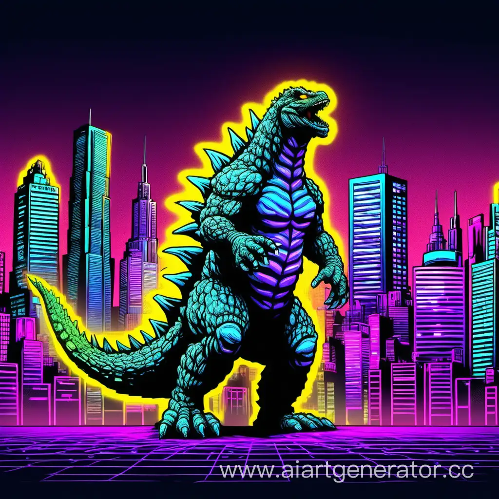 NeonStyle-Godzilla-Rampage-in-the-City