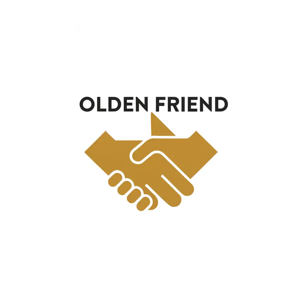 a logo design,with the text "golden friend", main symbol:shake hand,Minimalistic,be used in Technology industry,clear background