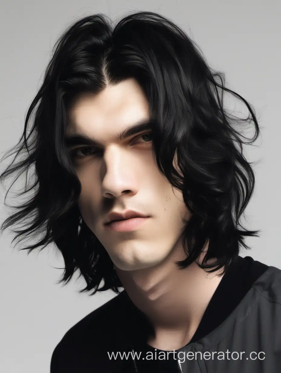 Stylish-Man-with-MediumLength-Black-Hair-and-White-Tips