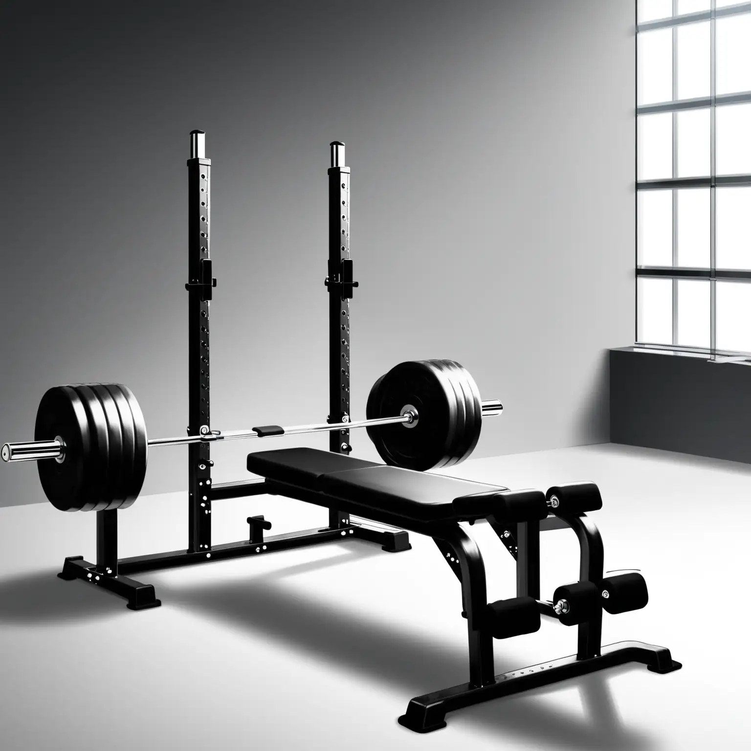 Athlete Working Out on Weight Bench in Modern Gym