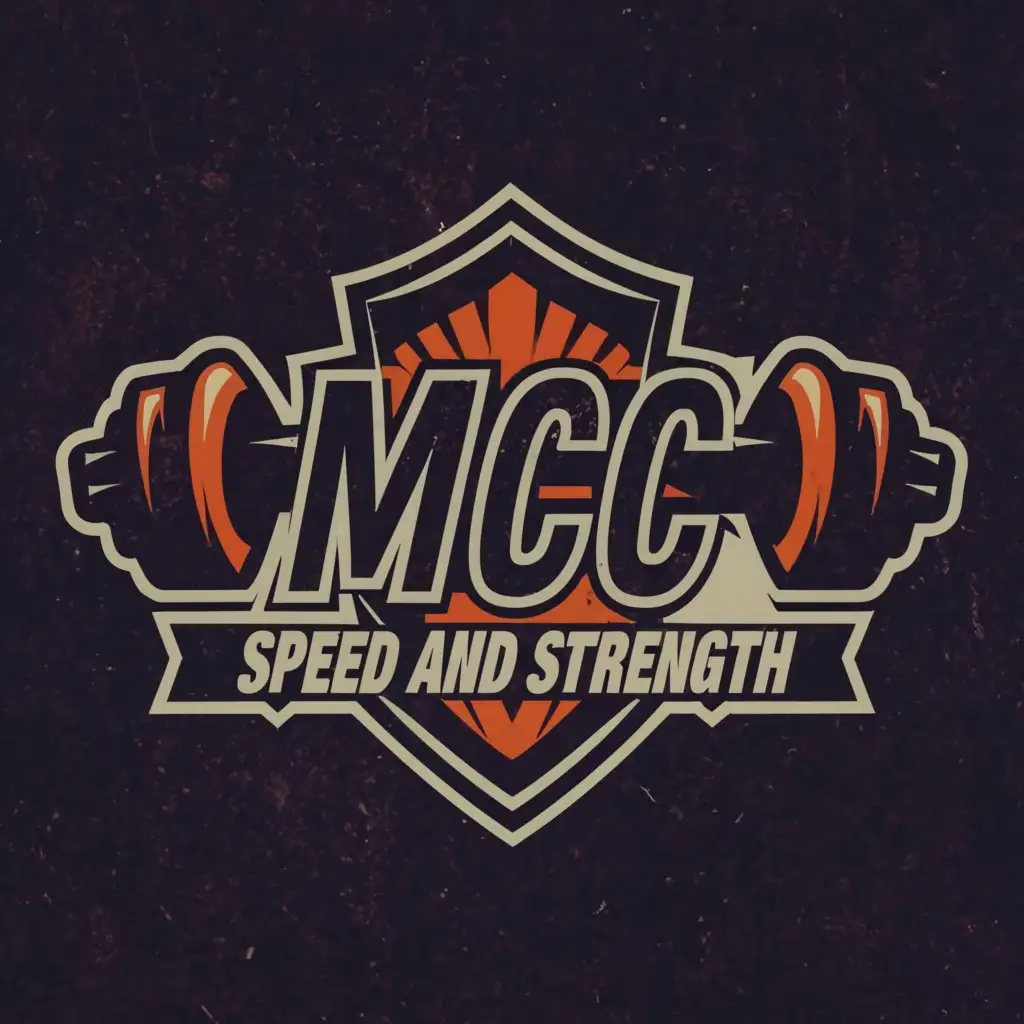 a logo design, with the text 'MCC Speed and Strength', main symbol:muscle, Moderate, be used in Sports Fitness industry, clear background, purple