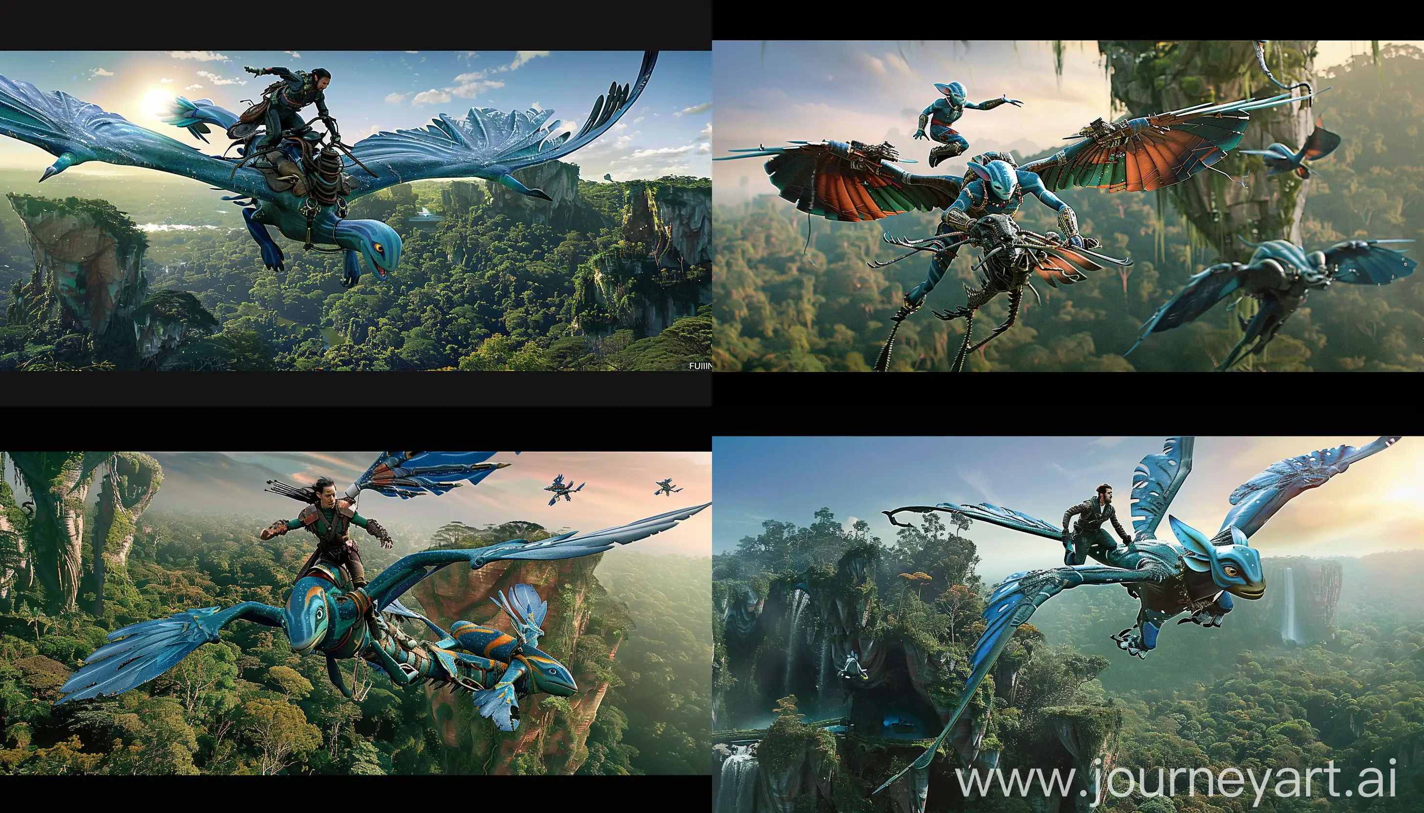 Jake-Sully-Flying-on-a-Banshee-Over-Pandora-Forest-Avatar-The-Way-of-Water