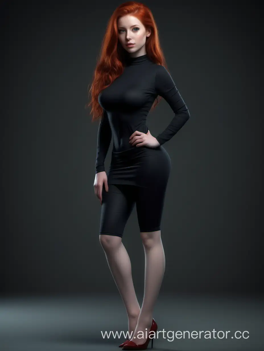Stunning-Redhead-in-Elegant-Tight-Clothing-Realism-FullLength-Portrait