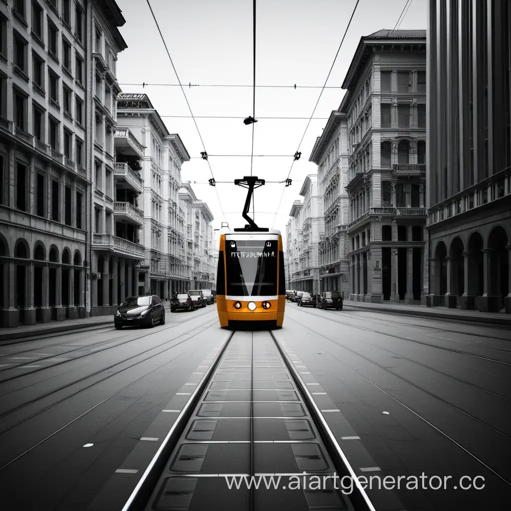 Cityscape-Tram-at-Dusk-Urban-Transport-in-Continuous-Motion
