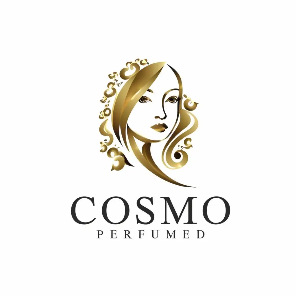 a logo design,with the text "COSMO PERFUMED", main symbol:female face,complex,be used in Beauty Spa industry,clear background