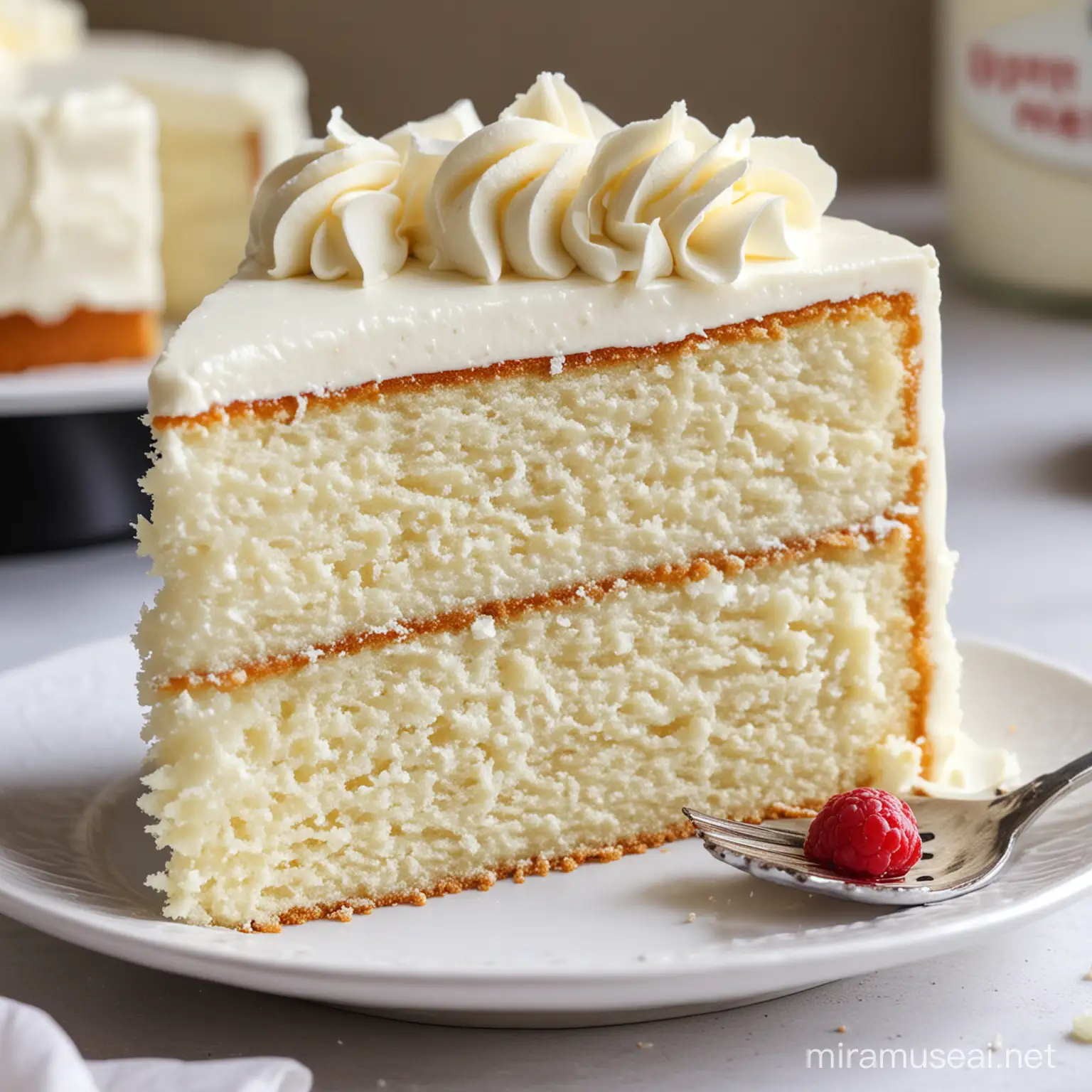 Irresistible Moist Vanilla Cake with Whipped Cream Topping